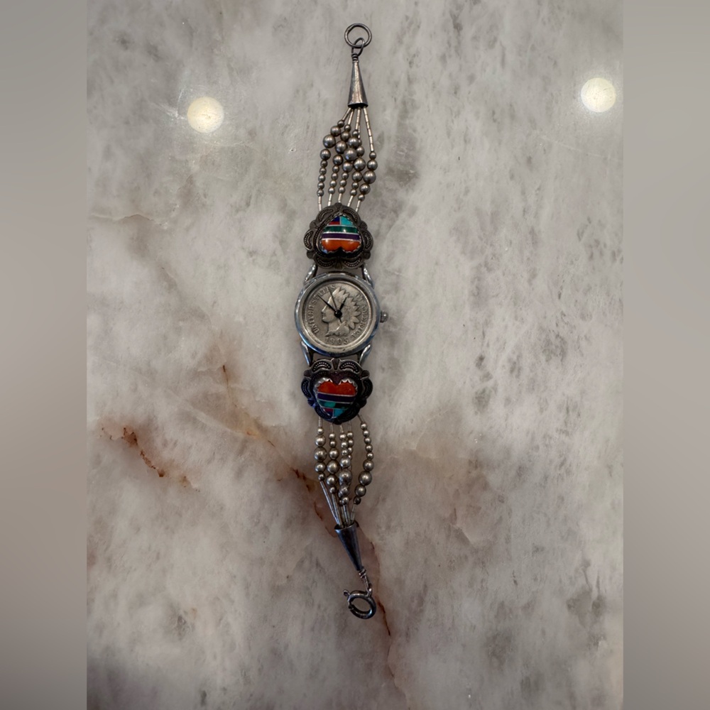 Beautiful Signed Sterling silver Navajo watch